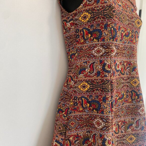 ZARA Trafaluc Paisley Multicolour Boat Neck Sleeveless Mini Dress Size Small - Picture 2 of 5
